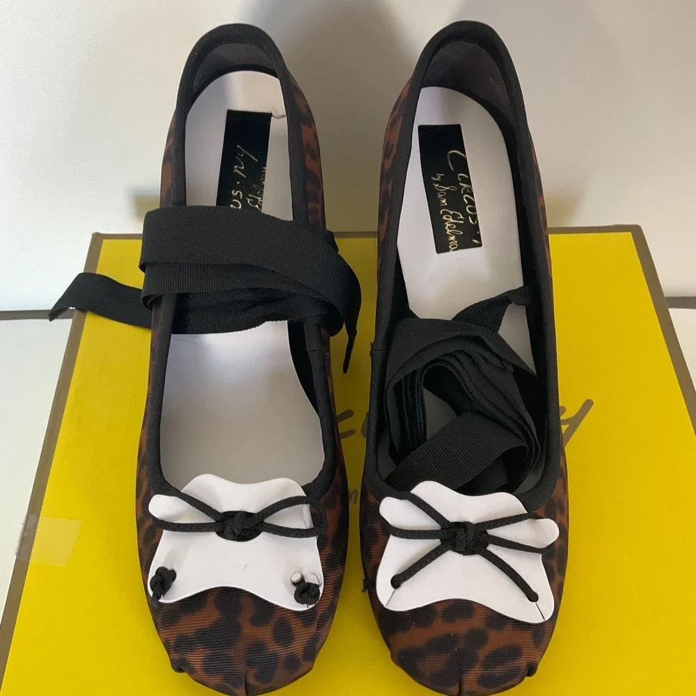 Circus NY by Sam Edelman Della Strappy Chunky Block Heel Natural Leopard Sz 7 - Picture 5 of 12